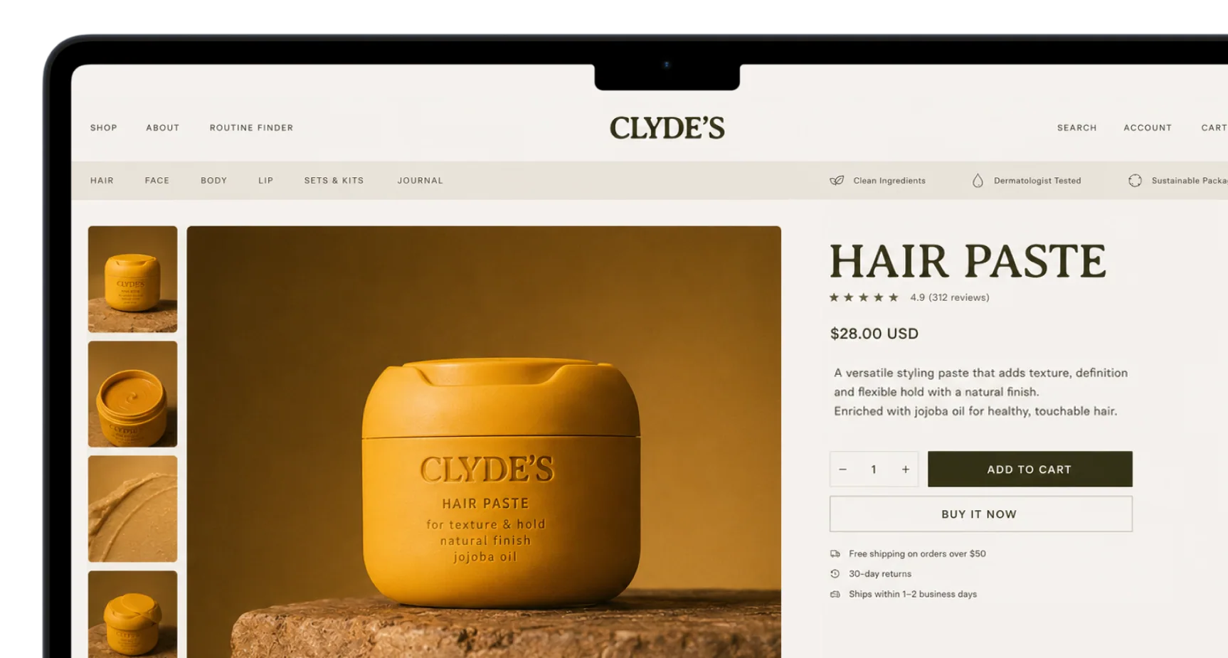 Clyde’s ecommerce website design