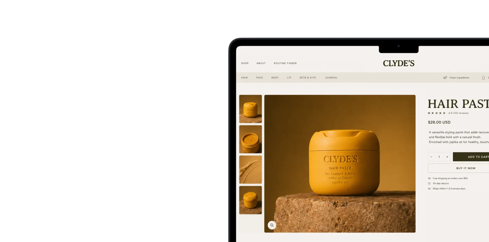 Clyde’s ecommerce website design