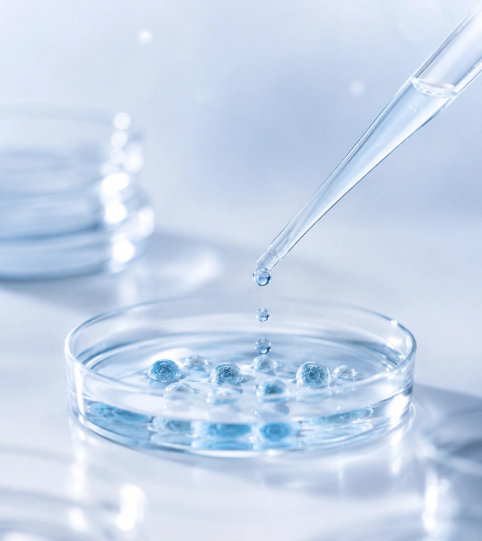 Laboratory pipette over a culture dish