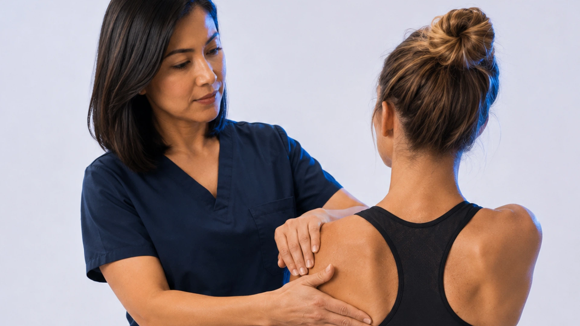 CCRT clinician assessing a patient's shoulder mobility