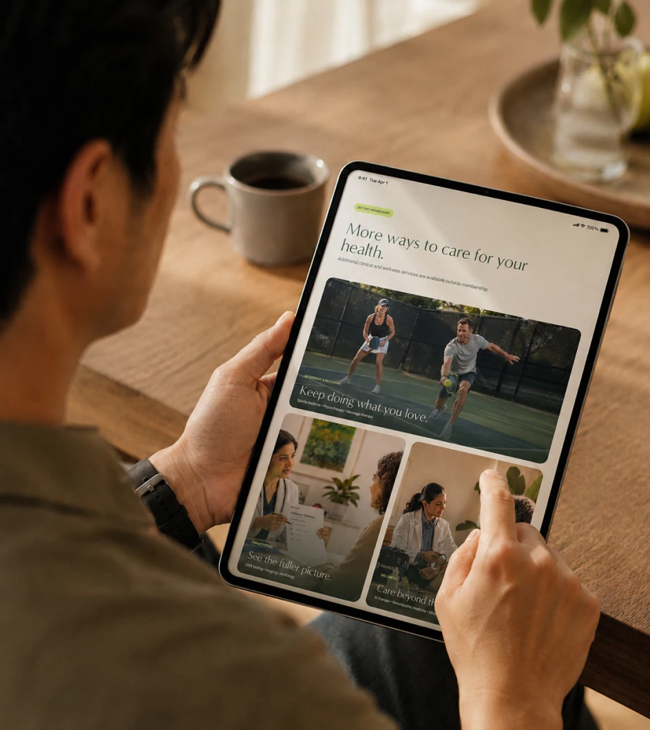 Medicio editorial website viewed on a tablet