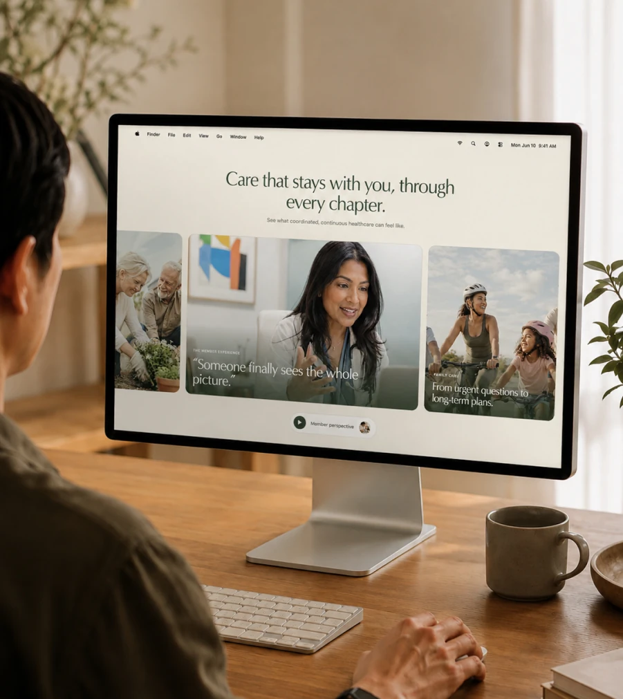 Medicio care website displayed on a desktop monitor
