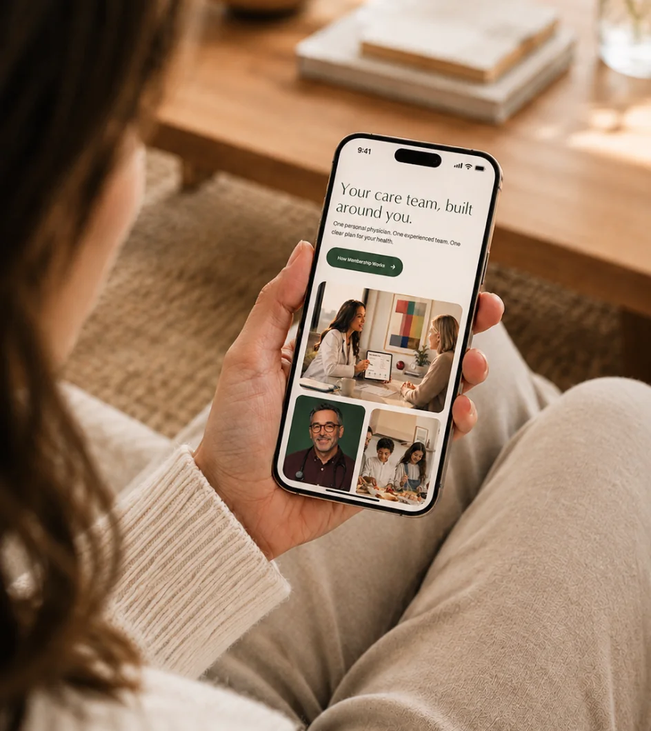 Medicio healthcare content viewed on a mobile phone