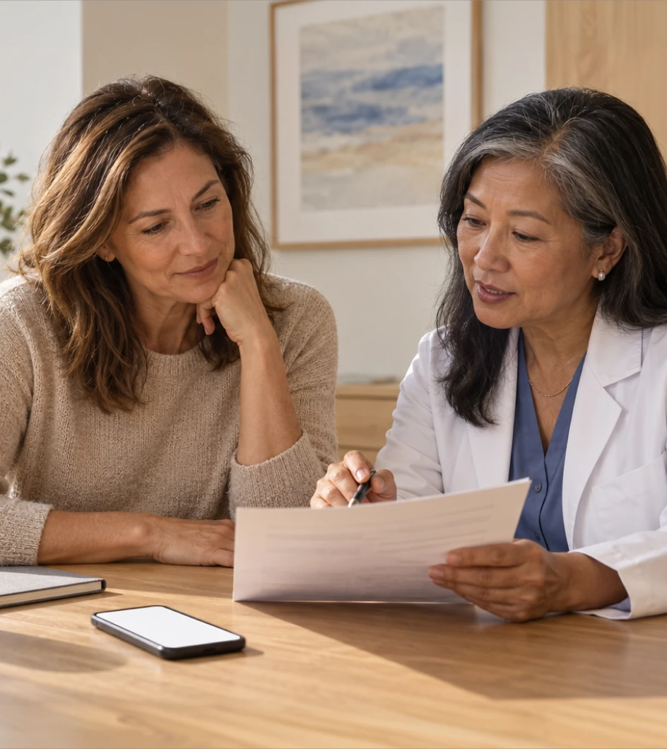 Health consultation with a personal plan on a tablet