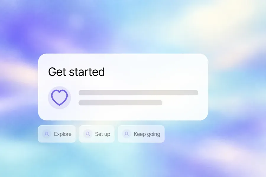 The signup is only the beginning. Get started, Explore, Set up, Keep going.